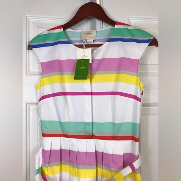 NWT $398 Kate Spade Multi Cape Stripe Sweet Candy Shirtdress - Picture 10 of 10